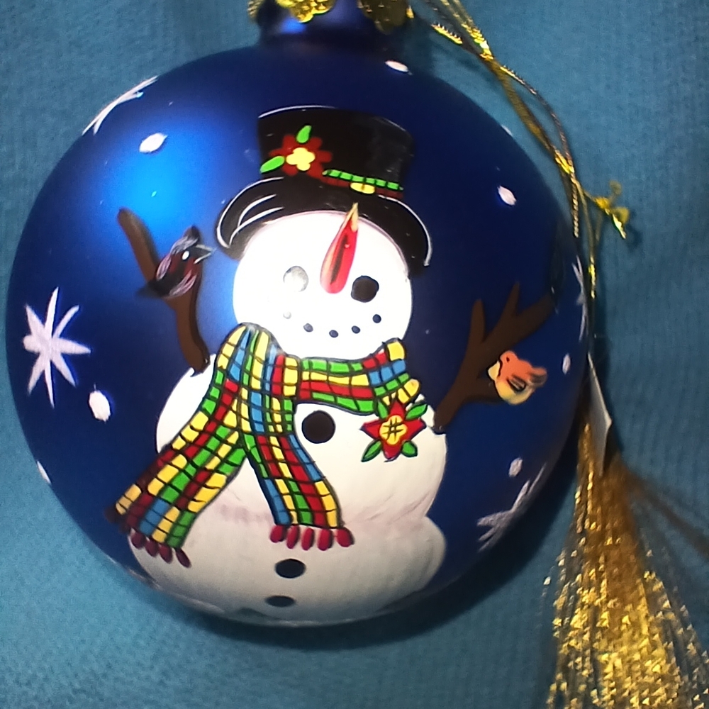 Festive Vtg Lenox Handpainted Snowman LRG Ornament New